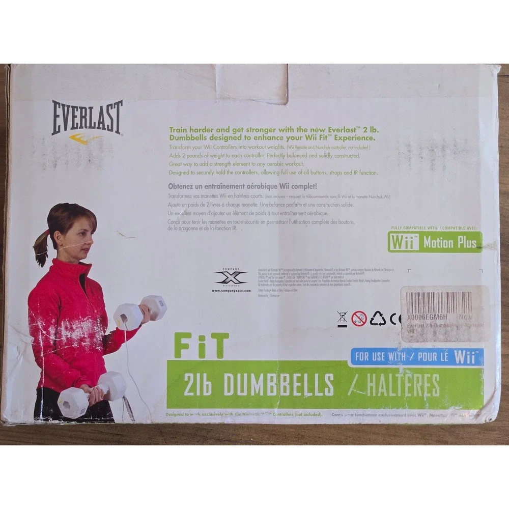 Everlast 2lb Dumbbells for Nintendo Wii Fit White Weighted Controller Shells 2pk
